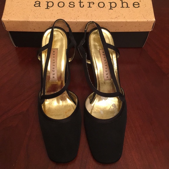 🦊 Apostrophe black square heel. “Clara” - Picture 2 of 3